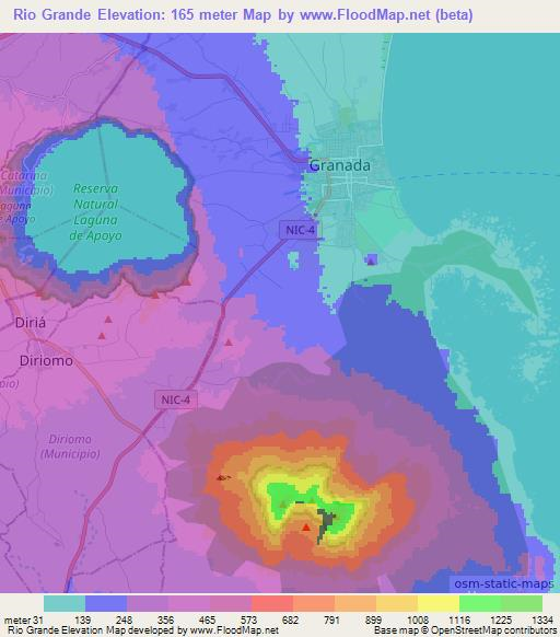 Rio Grande,Nicaragua Elevation Map