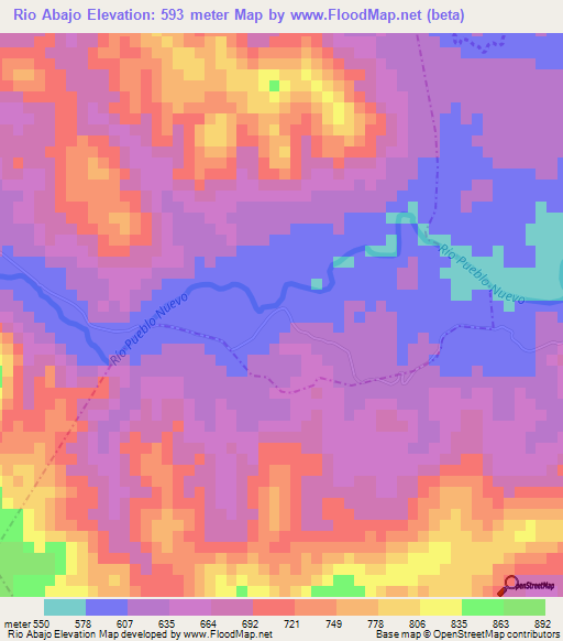 Rio Abajo,Nicaragua Elevation Map