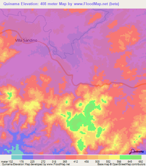 Quinama,Nicaragua Elevation Map