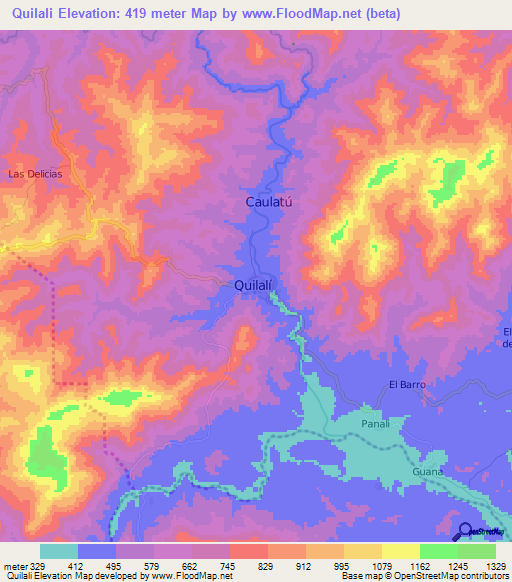 Quilali,Nicaragua Elevation Map