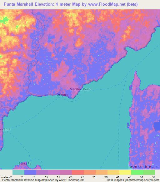 Punta Marshall,Nicaragua Elevation Map