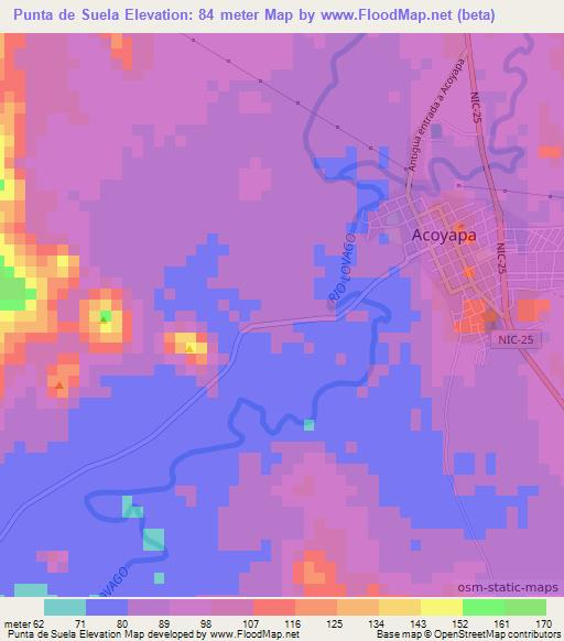 Punta de Suela,Nicaragua Elevation Map