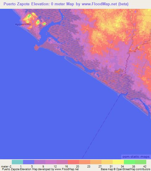 Puerto Zapote,Nicaragua Elevation Map