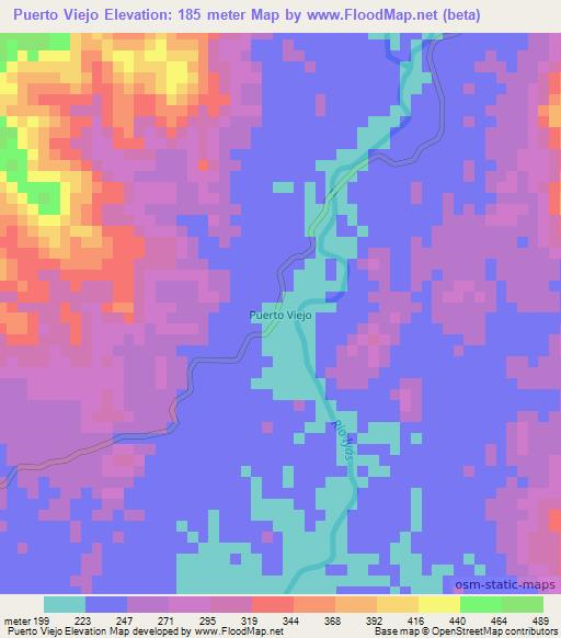 Puerto Viejo,Nicaragua Elevation Map