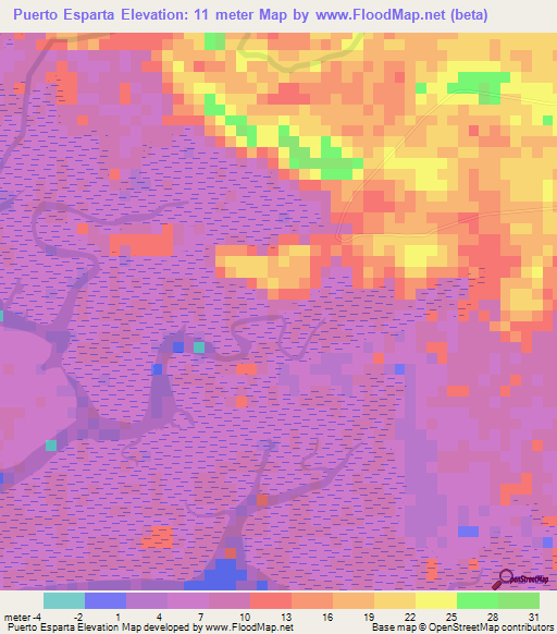 Puerto Esparta,Nicaragua Elevation Map