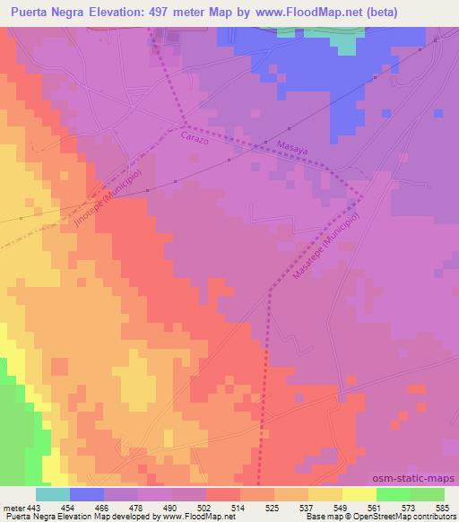 Puerta Negra,Nicaragua Elevation Map