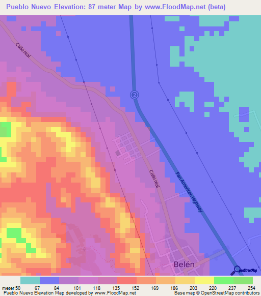 Pueblo Nuevo,Nicaragua Elevation Map