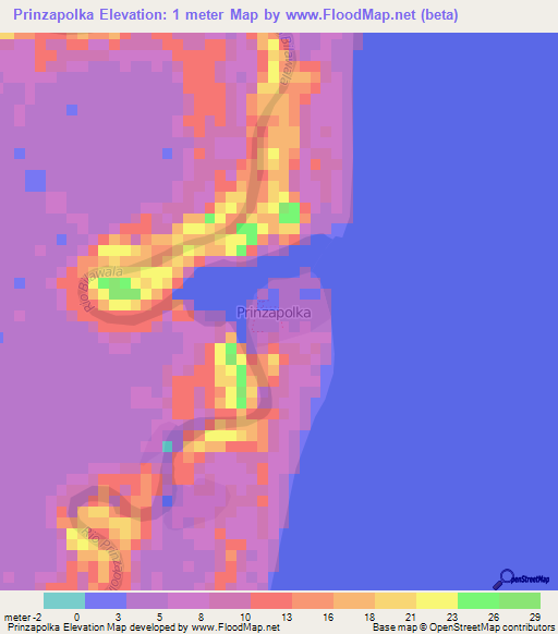 Prinzapolka,Nicaragua Elevation Map