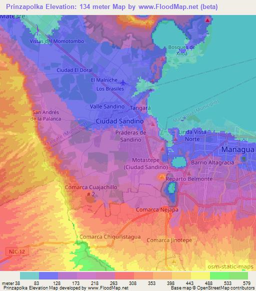 Prinzapolka,Nicaragua Elevation Map