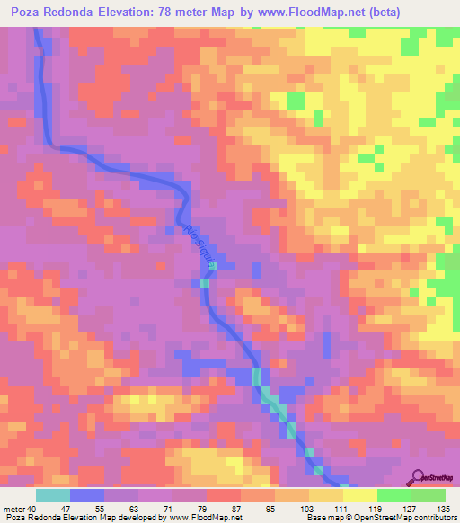 Poza Redonda,Nicaragua Elevation Map