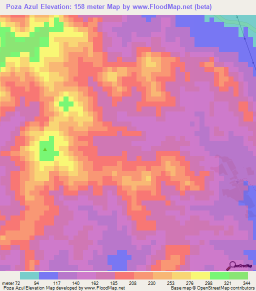 Poza Azul,Nicaragua Elevation Map