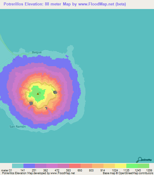 Potrerillos,Nicaragua Elevation Map