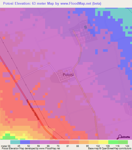 Potosi,Nicaragua Elevation Map