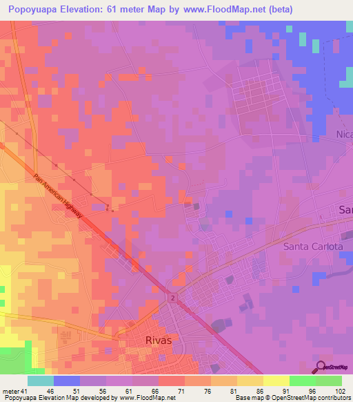 Popoyuapa,Nicaragua Elevation Map