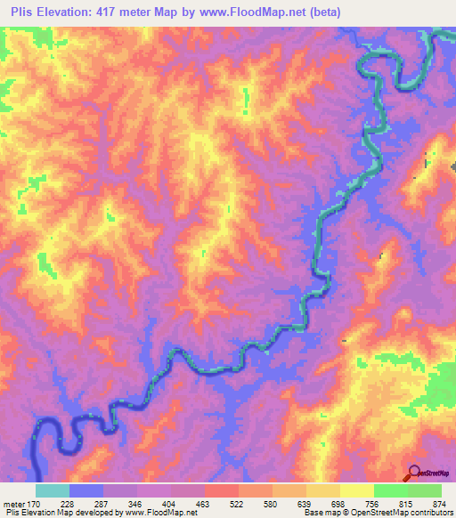 Plis,Nicaragua Elevation Map