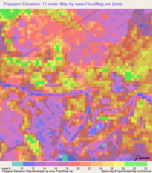 Pispayeri,Nicaragua Elevation Map
