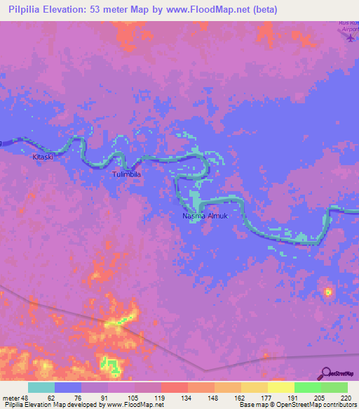 Pilpilia,Nicaragua Elevation Map