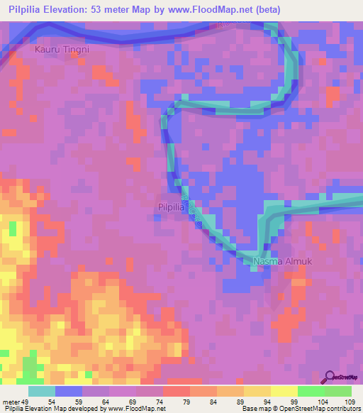 Pilpilia,Nicaragua Elevation Map