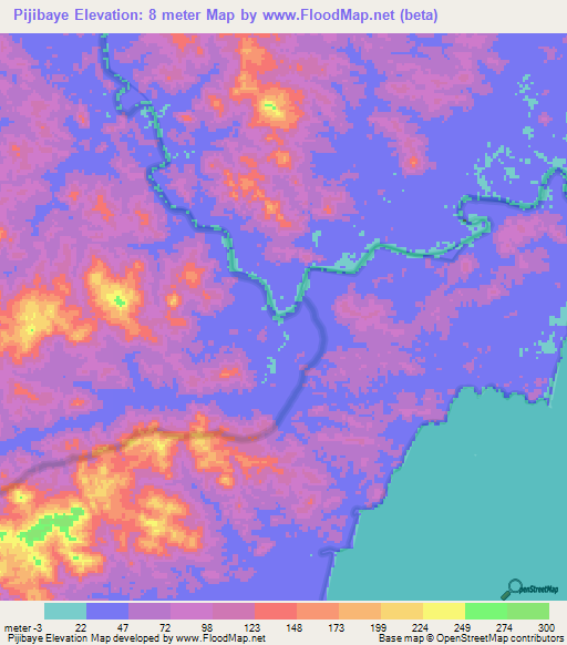 Pijibaye,Nicaragua Elevation Map