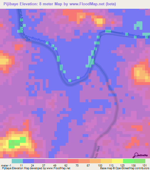 Pijibaye,Nicaragua Elevation Map