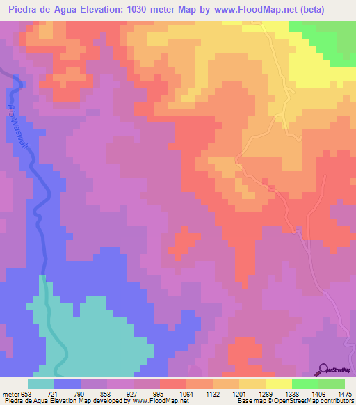 Piedra de Agua,Nicaragua Elevation Map