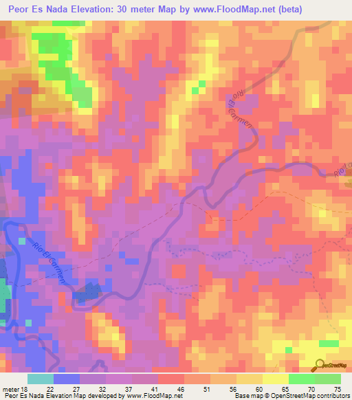 Peor Es Nada,Nicaragua Elevation Map