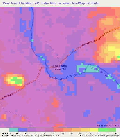 Paso Real,Nicaragua Elevation Map
