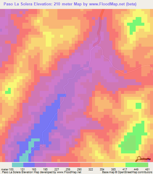 Paso La Solera,Nicaragua Elevation Map