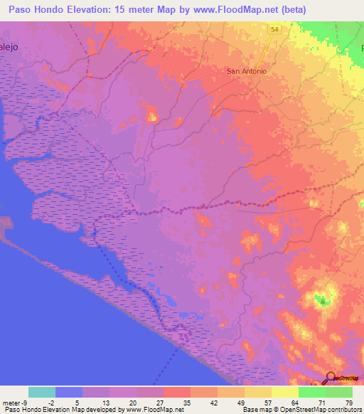Paso Hondo,Nicaragua Elevation Map