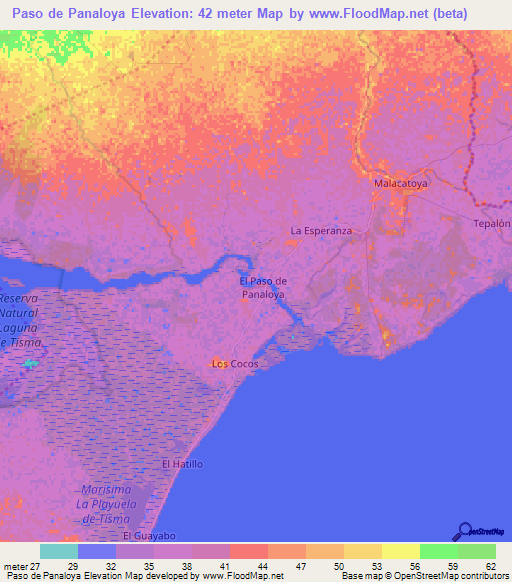 Paso de Panaloya,Nicaragua Elevation Map