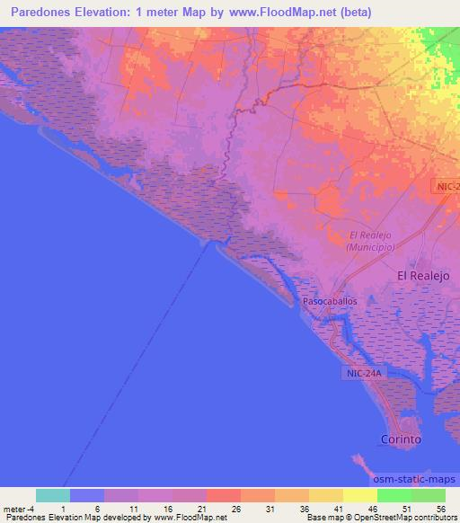 Paredones,Nicaragua Elevation Map