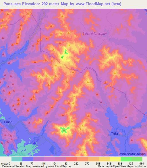 Pansuaca,Nicaragua Elevation Map