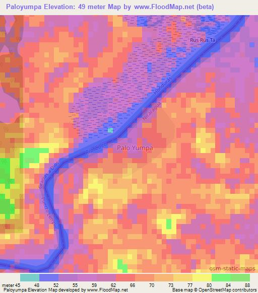 Paloyumpa,Nicaragua Elevation Map