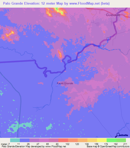 Palo Grande,Nicaragua Elevation Map