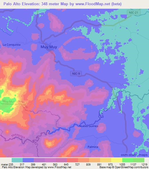 Palo Alto,Nicaragua Elevation Map