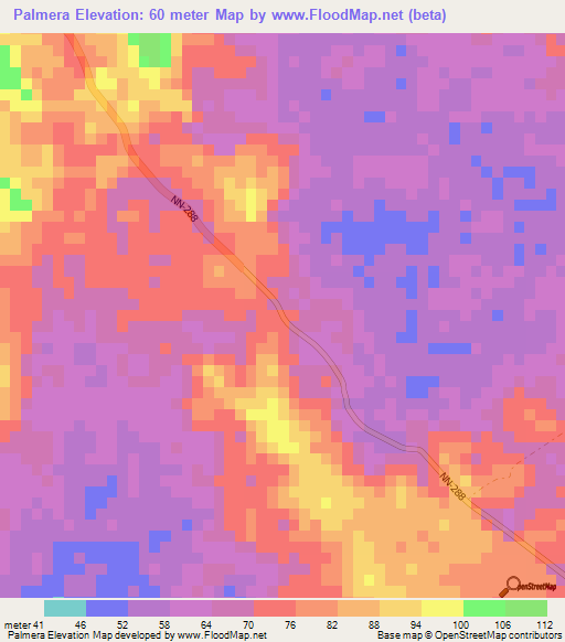 Palmera,Nicaragua Elevation Map