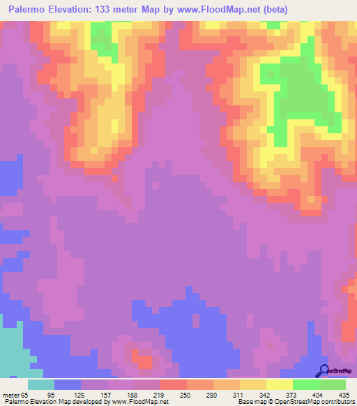 Palermo,Nicaragua Elevation Map