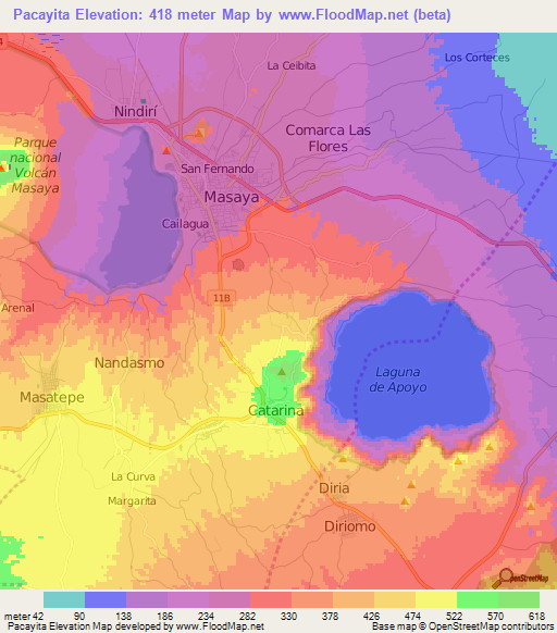 Pacayita,Nicaragua Elevation Map