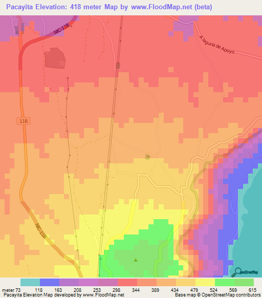 Pacayita,Nicaragua Elevation Map