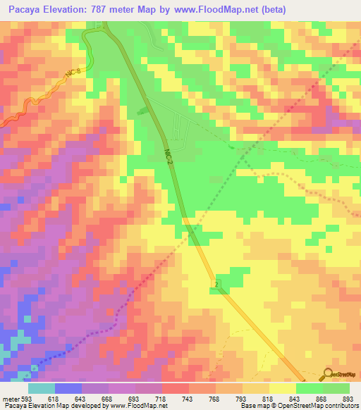 Pacaya,Nicaragua Elevation Map