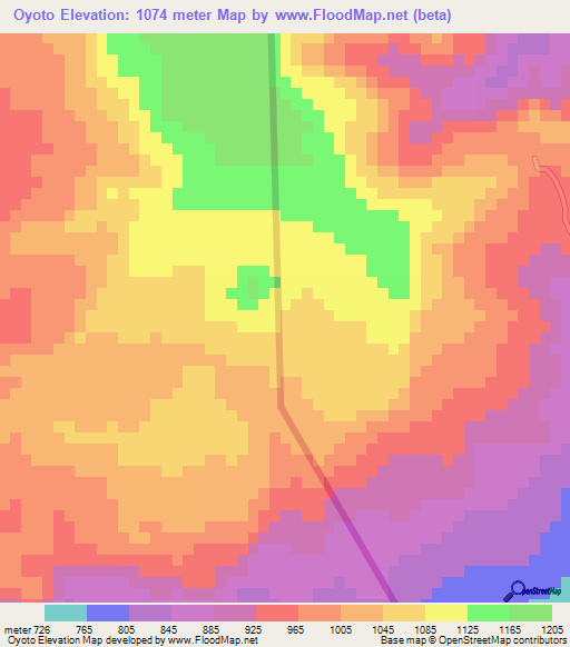 Oyoto,Nicaragua Elevation Map