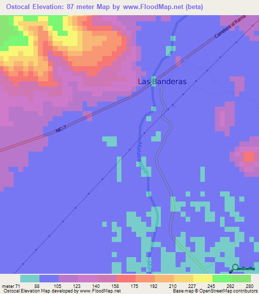 Ostocal,Nicaragua Elevation Map