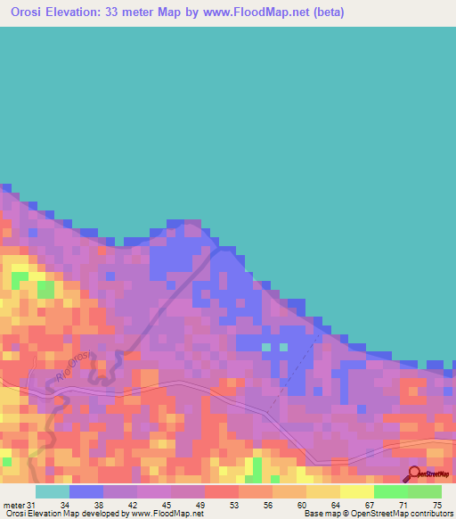 Orosi,Nicaragua Elevation Map