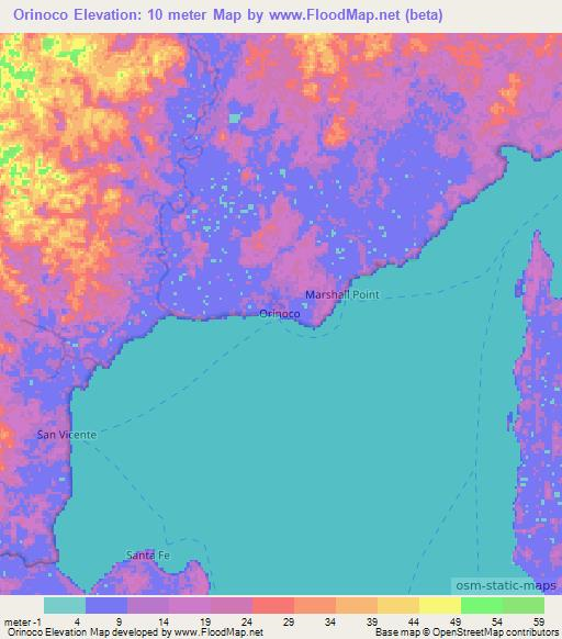 Orinoco,Nicaragua Elevation Map