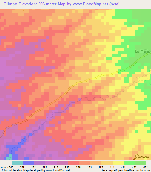 Olimpo,Nicaragua Elevation Map