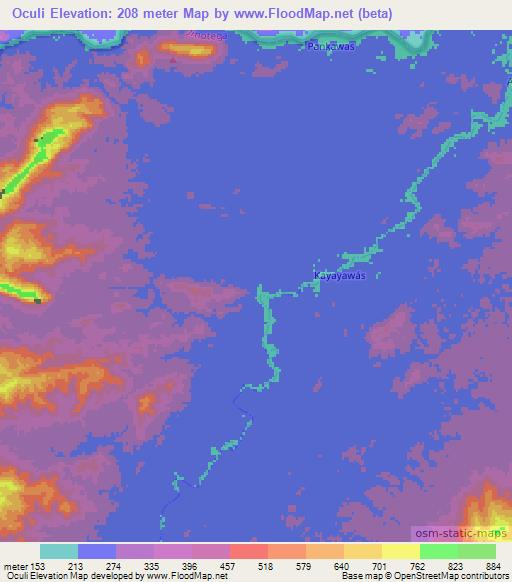 Oculi,Nicaragua Elevation Map