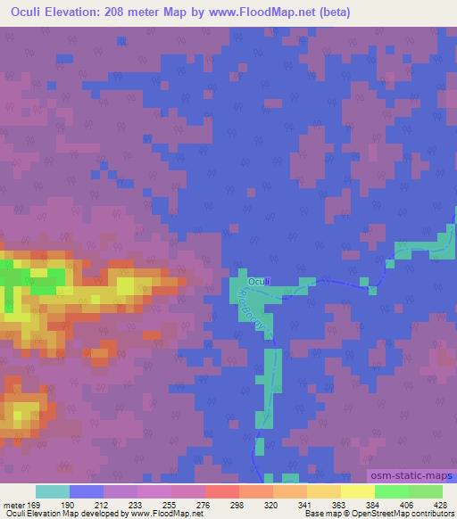 Oculi,Nicaragua Elevation Map