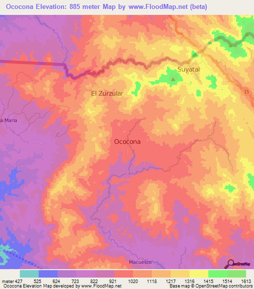 Ococona,Nicaragua Elevation Map