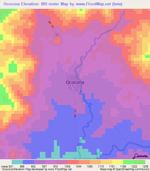 Ococona,Nicaragua Elevation Map