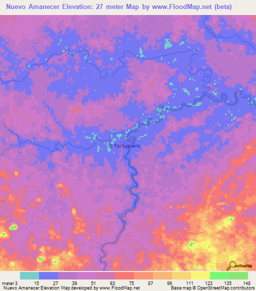 Nuevo Amanecer,Nicaragua Elevation Map
